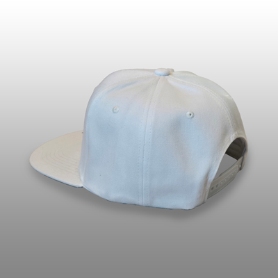 white snap-back baseball cap