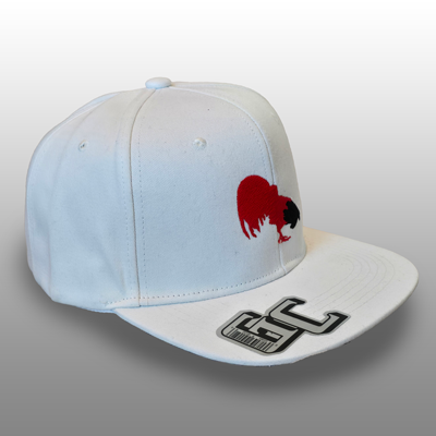 white snap-back baseball cap